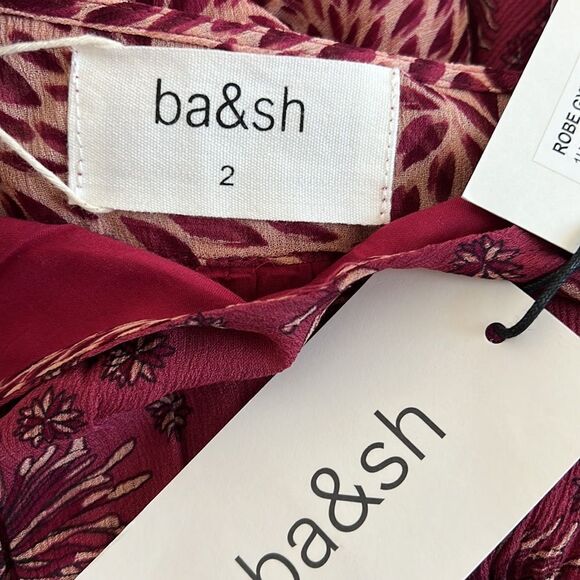 Ba&sh Floral Robe Gypsy Red Burgundy Midi Dress‎ size 2 - Picture 5 of 5